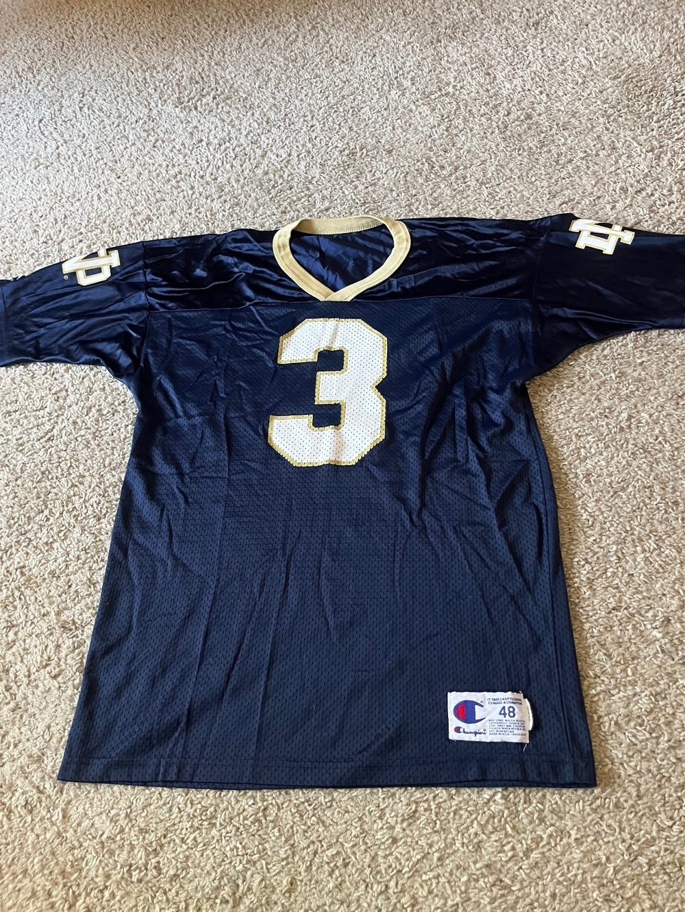 Champion VTG Notre Dame Navy Football Jersey 3 Joe Montana Size 48